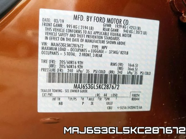 MAJ6S3GL5KC287672 фото 2