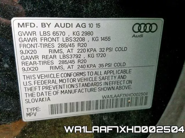 WA1LAAF7XHD002504 фото 2