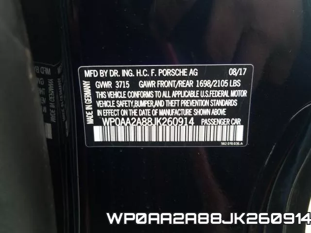 WP0AA2A88JK260914 фото 2