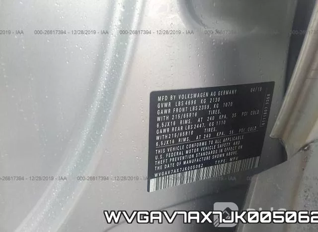 WVGAV7AX7JK005062 фото 5