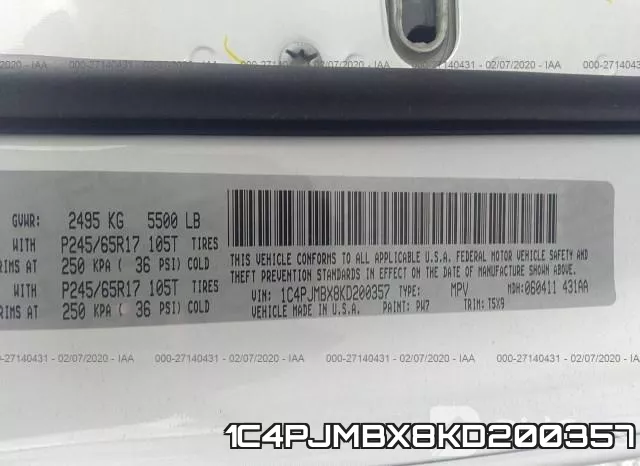 1C4PJMBX8KD200357 фото 9