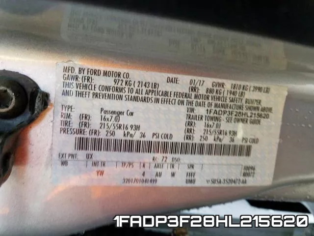 1FADP3F28HL215620 фото 2
