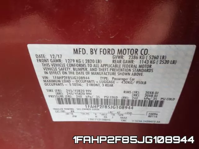 1FAHP2F85JG108944 фото 2