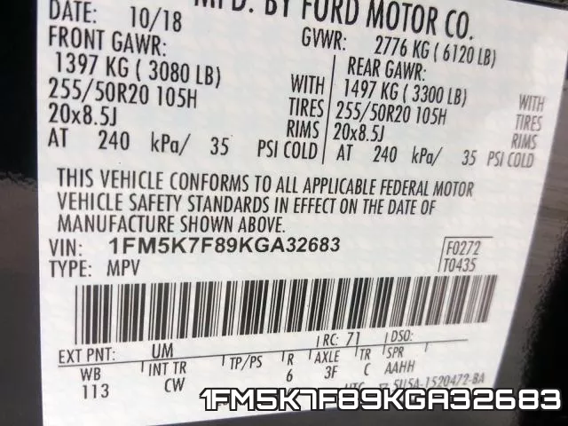 1FM5K7F89KGA32683 фото 2