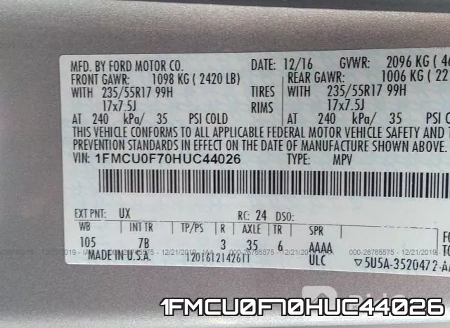 1FMCU0F70HUC44026 фото 8