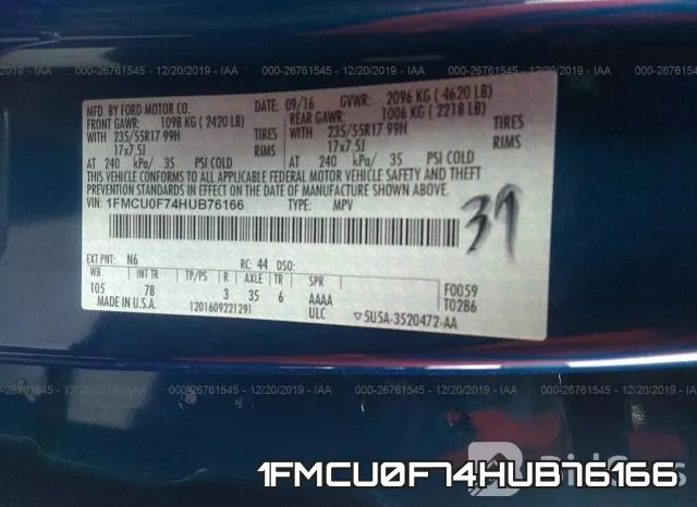 1FMCU0F74HUB76166 фото 8