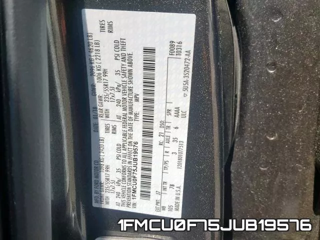 1FMCU0F75JUB19576 фото 2