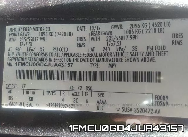 1FMCU0GD4JUA43157 фото 8
