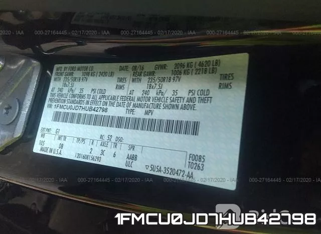 1FMCU0JD7HUB42798 фото 6