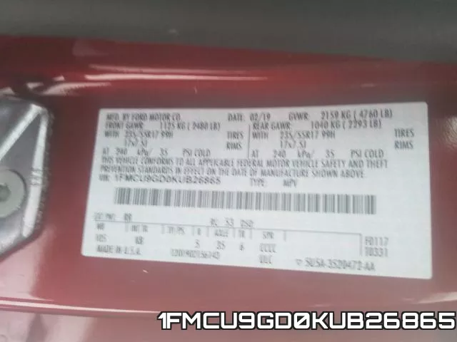 1FMCU9GD0KUB26865 фото 2