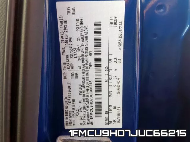1FMCU9HD7JUC66215 фото 2