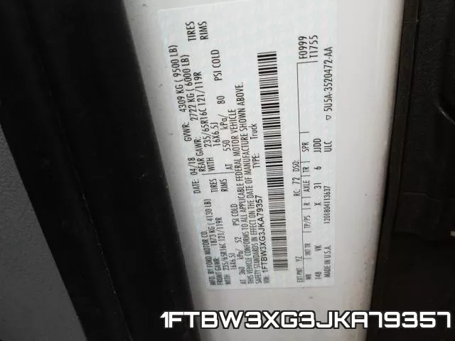 1FTBW3XG3JKA79357 фото 2