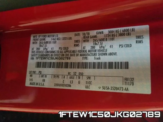 1FTEW1C50JKG02789 фото 2