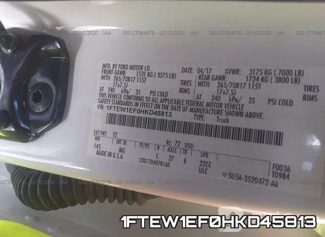1FTEW1EF0HKD45813 фото 6