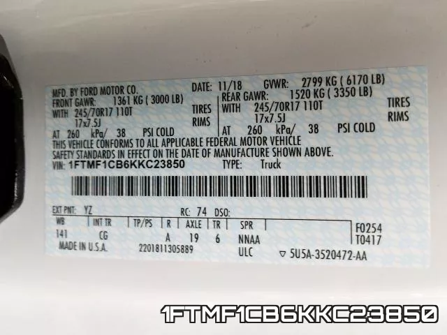 1FTMF1CB6KKC23850 фото 2