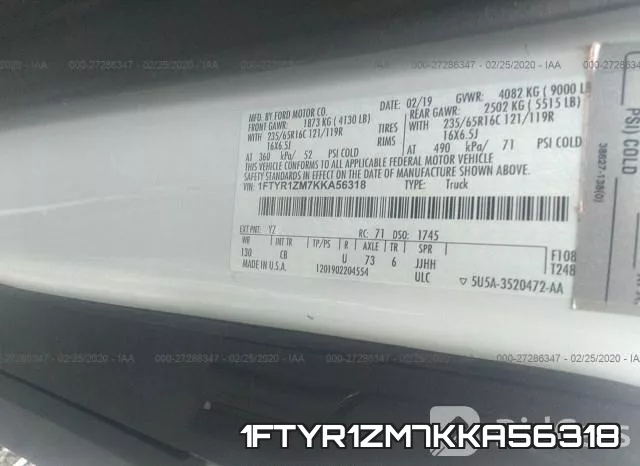1FTYR1ZM7KKA56318 фото 9