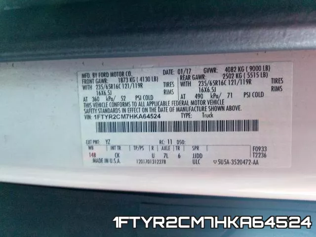 1FTYR2CM7HKA64524 фото 2
