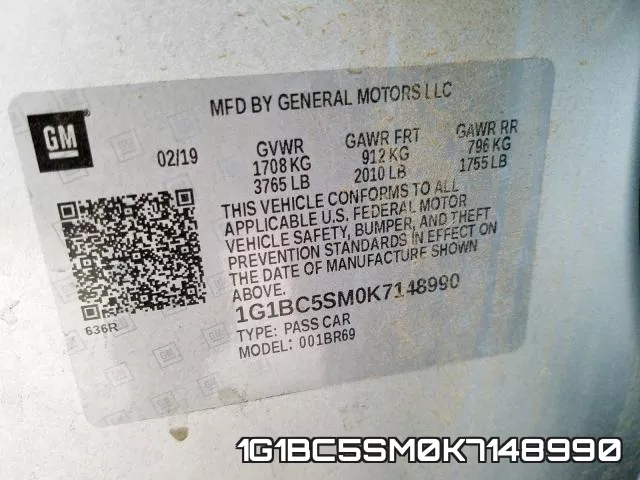 1G1BC5SM0K7148990 фото 2