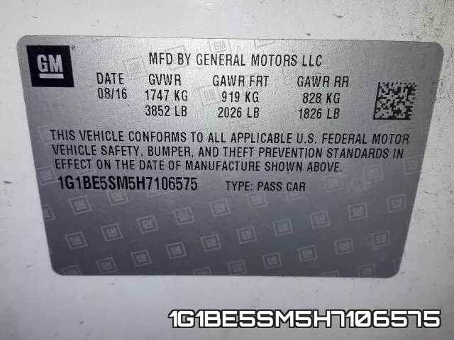 1G1BE5SM5H7106575 фото 2