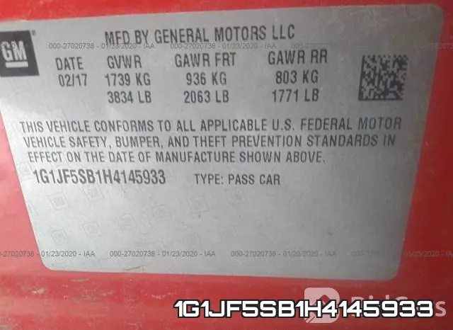 1G1JF5SB1H4145933 фото 9