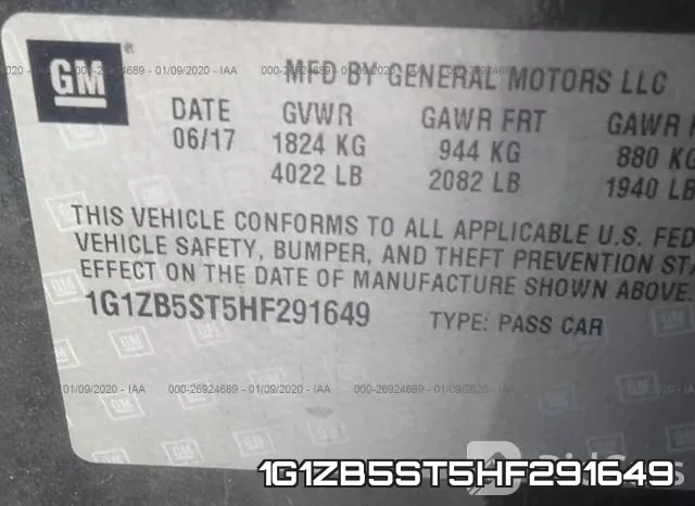1G1ZB5ST5HF291649 фото 7