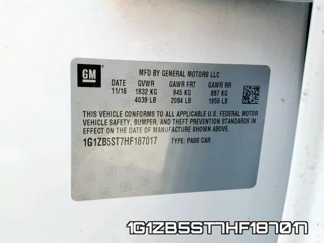 1G1ZB5ST7HF187017 фото 2