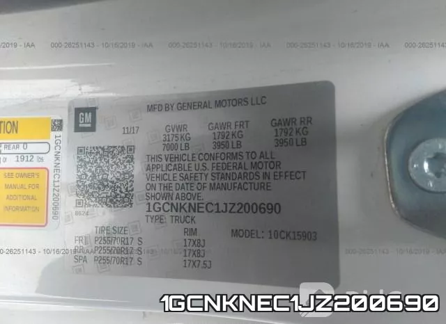 1GCNKNEC1JZ200690 фото 8