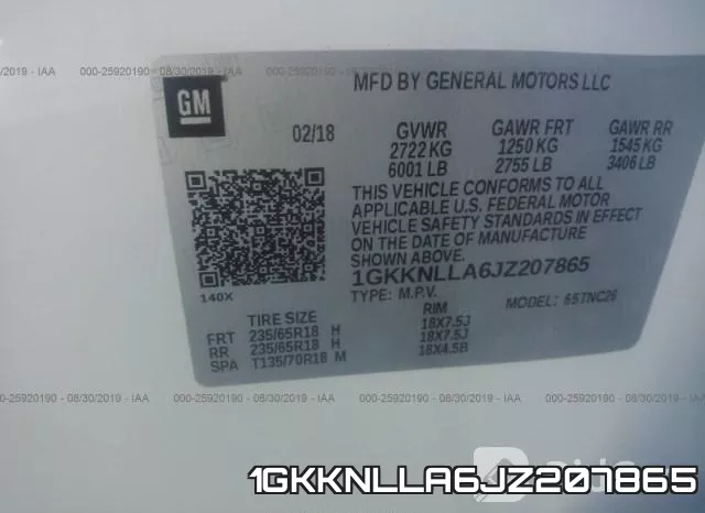 1GKKNLLA6JZ207865 фото 7