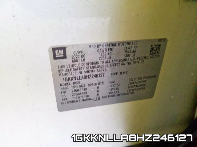 1GKKNLLA8HZ246127 фото 2