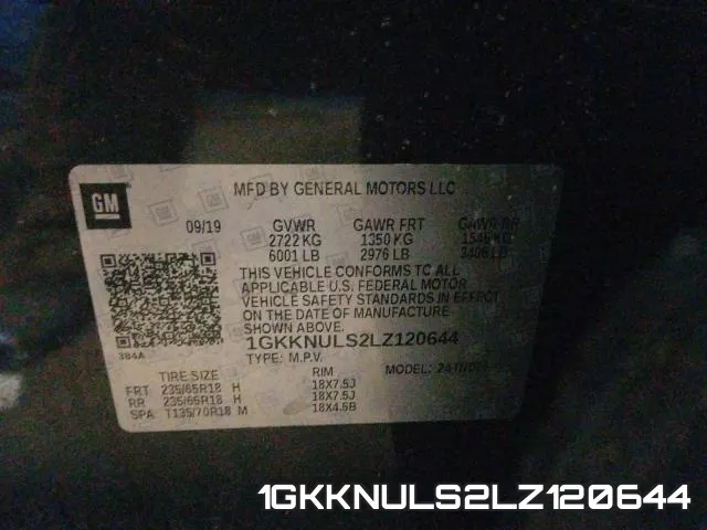 1GKKNULS2LZ120644 фото 2