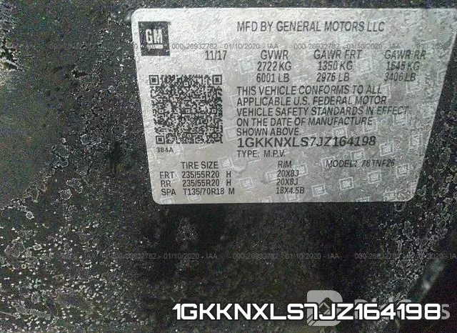 1GKKNXLS7JZ164198 фото 9