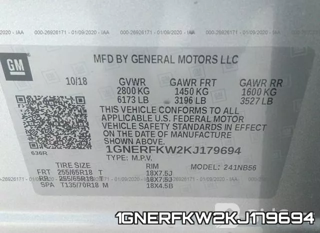 1GNERFKW2KJ179694 фото 8