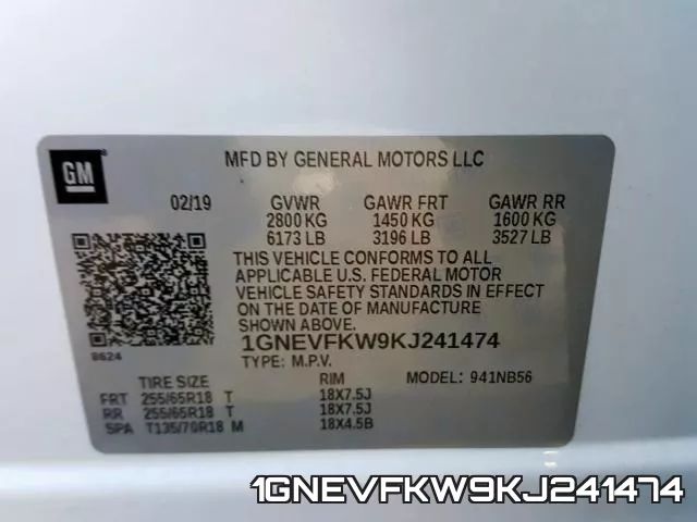 1GNEVFKW9KJ241474 фото 2
