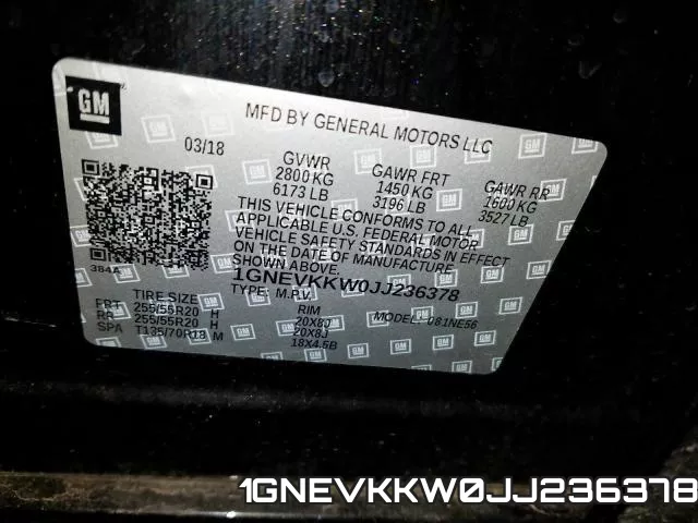 1GNEVKKW0JJ236378 фото 2