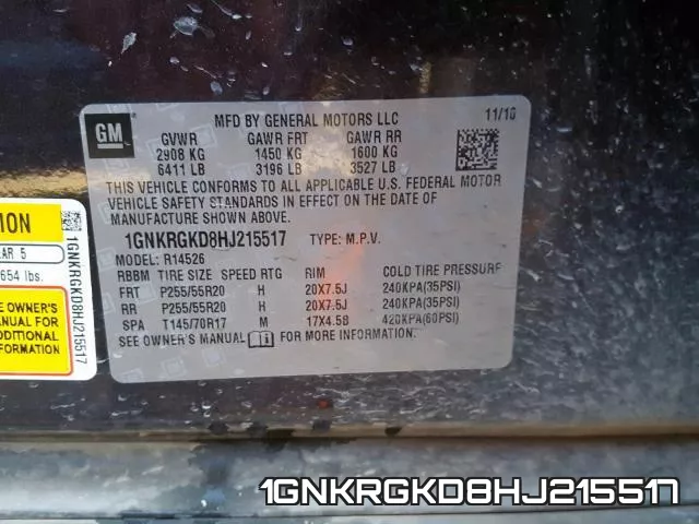 1GNKRGKD8HJ215517 фото 2