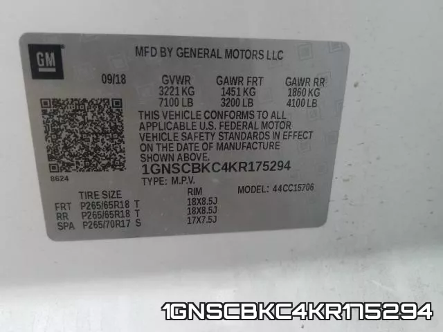 1GNSCBKC4KR175294 фото 2
