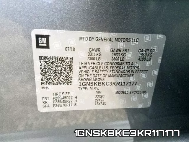 1GNSKBKC3KR117177 фото 2