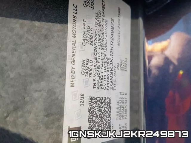 1GNSKJKJ2KR249873 фото 2