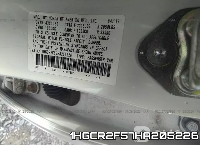 1HGCR2F57HA205226 фото 9