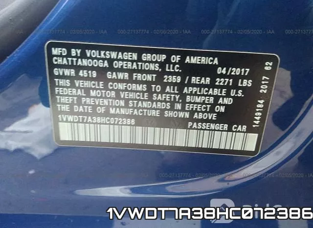 1VWDT7A38HC072386 фото 9