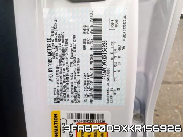 3FA6P0D9XKR156926 фото 2