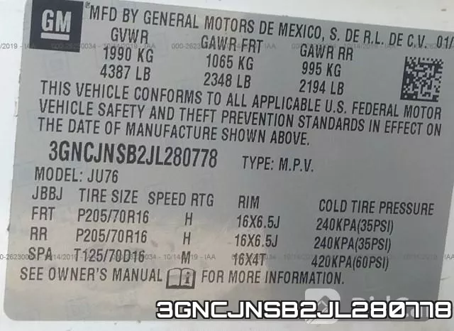 3GNCJNSB2JL280778 фото 8