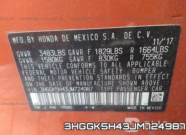 3HGGK5H43JM724987 фото 9