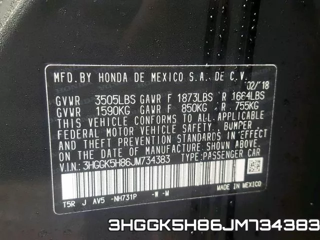 3HGGK5H86JM734383 фото 2