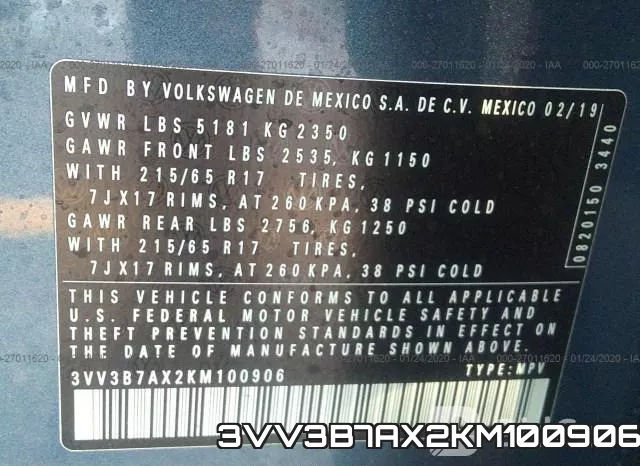 3VV3B7AX2KM100906 фото 7