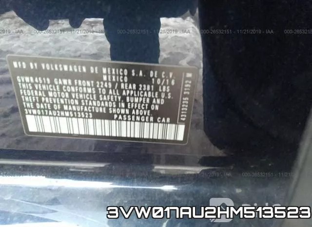 3VW017AU2HM513523 фото 8