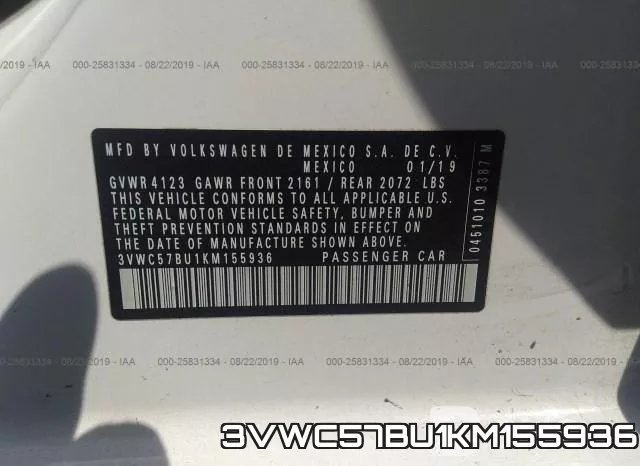 3VWC57BU1KM155936 фото 8