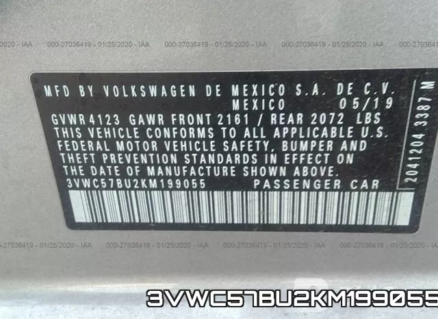 3VWC57BU2KM199055 фото 6