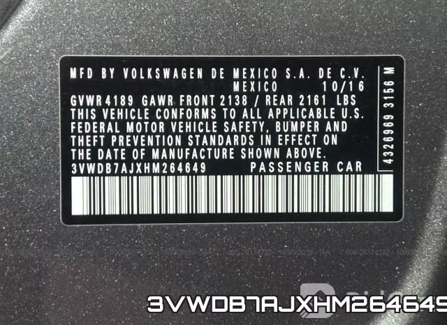 3VWDB7AJXHM264649 фото 8