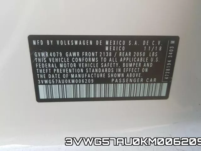 3VWG57AU0KM006209 фото 2